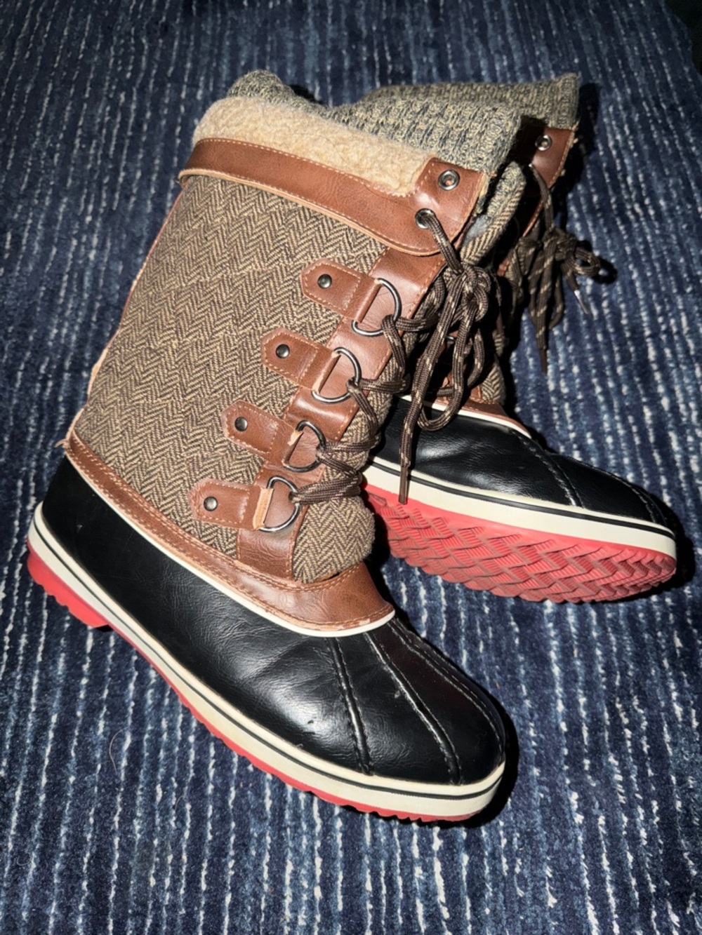Knee-High Winter Duck Boots in Brown and Black